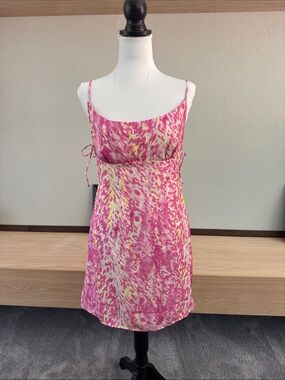 Bershka Pink and Yellow Printed Mini Dress